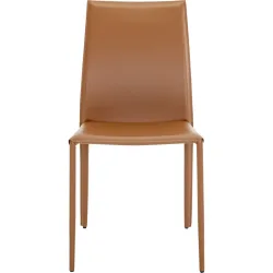 Stuhl Nihan Braun Leder/Metall 56 cm - Farbe: brick - Material: Recyceltes Leder/Metall - Stuhl