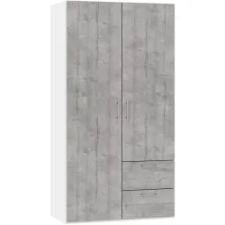 MyDeal Kleiderschrank Comfort go Grau Holz 102 cm 59 cm 195 cm - Farbe: betongrau - Material: Holzwerkstoff - Schweizer Möbelhersteller -