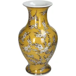 Vase Myko Gelb/Weiss Porzellan 35 cm - Vase