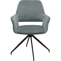 Armlehnstuhl Ranya Grau/Schwarz Polyester 63.5 cm Drehbar - Farbe: Dunkelgrau, Schwarz - Armlehnstuhl