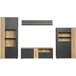 Wohnwand Nimda - Farbe: anthrazit - Material: Holzwerkstoff - Wohnwand