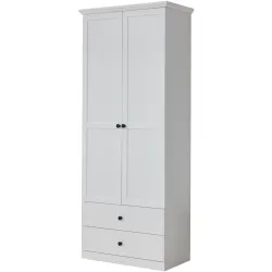 Garderobenschrank Wombat Weiss Holz 81 cm 196 cm - Material: Holzwerkstoff - Garderobenschrank