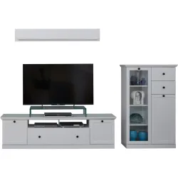 Wohnwand Wombat - Farbe: Weiss - Material: Holzwerkstoff - Wohnwand
