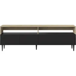 Lowboard Nila Schwarz Holzwerkstoff/Holz 180 cm 61 cm 40 cm - Farbe: schwarz/Eiche - Material: Spanplatte/Holzwerkstoff