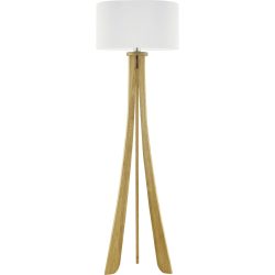HERZBLUT Stehlampe Bow Braun/Weiss Metall/Holz 47 cm 165 cm - Farbe: natur, weiss - Material: Nickel/Holz - Stehlampe