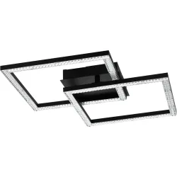 Eglo Deckenlampe Lejias Schwarz Stahl 45 cm 7.5 cm - LED - Lichtfarbe: Warmweiss - Deckenlampe- LED Energiesparlampe