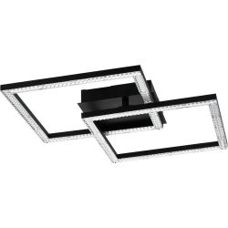 Eglo Deckenlampe Lejias Schwarz Stahl 45 cm 7.5 cm - LED - Lichtfarbe: Warmweiss - Deckenlampe- LED Energiesparlampe