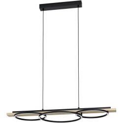 Eglo Pendellampe Boyal Braun/Schwarz Stahl/Holz 40 cm 110 cm - LED - Lichtfarbe: Warmweiss - Material: Holz/Stahl - Pendellampe- LED Energiesparlampe