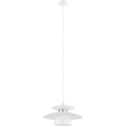 Eglo Pendellampe Brenda Weiss/Grau Stahl 32 cm 150 cm - Farbe: Nickel matt/weiss - Pendellampe
