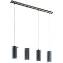 Eglo Pendellampe Pinto Textil Grau Stahl 12 cm 110 cm - Farbe: Nickel matt - Pendellampe