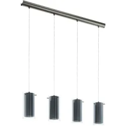 Eglo Pendellampe Pinto Textil Grau Stahl 12 cm 110 cm - Farbe: Nickel matt - Pendellampe