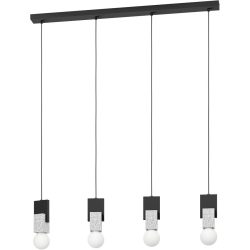 Eglo Pendellampe Lobatia Schwarz Stahl/Holz 5.5 cm 110 cm - Material: Holz/Stahl - Pendellampe