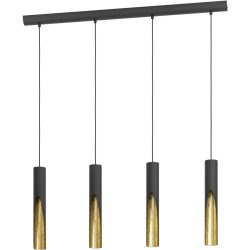 Eglo Pendellampe Barbotto Gold/Schwarz Stahl 6 cm 110 cm - Farbe: schwarz-gold - Pendellampe