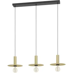 Eglo Pendellampe Escandell Schwarz Stahl 25 cm 110 cm - Farbe: Schwarz/Messing - Pendellampe