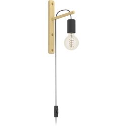 Eglo Wandlampe Pockley Braun/Schwarz Stahl/Holz 29.5 cm - Material: Holz/Stahl - Wandlampe