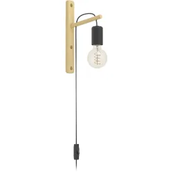 Eglo Wandlampe Pockley Braun/Schwarz Stahl/Holz 29.5 cm - Material: Holz/Stahl - Wandlampe