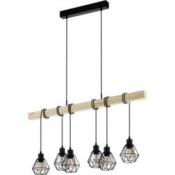 Eglo Pendellampe Townshend 5 Braun/Schwarz Stahl/Holz 20 cm 110 cm - Material: Holz/Stahl - Pendellampe