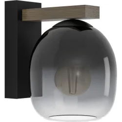 Eglo Wandlampe Filago Braun/Schwarz Stahl/Holz 20 cm - Material: Holz/Stahl - Wandlampe