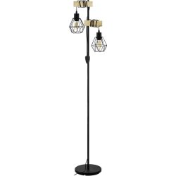 Eglo Stehlampe Townshend 5 Braun/Schwarz Stahl/Holz 25 cm 166.5 cm - Material: Holz/Stahl - Stehlampe