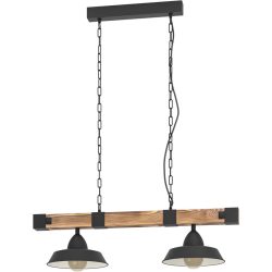 Eglo Pendellampe Oldbury Braun/Schwarz Stahl/Holz 26 cm 110 cm - Material: Holz/Stahl - Pendellampe