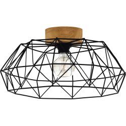 Eglo Deckenlampe Padstow Schwarz Stahl/Holz 20.5 cm - Farbe: natur/schwarz - Material: Holz/Stahl - Deckenlampe