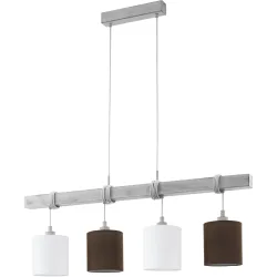 Eglo Pendellampe Townshend 2 Braun/Weiss Stahl/Holz 15 cm 110 cm - Farbe: weiss/braun - Material: Holz/Stahl - Pendellampe