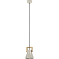 Eglo Pendellampe Cawton Grau Stahl/Holz 110 cm - Material: Holz/Stahl - Pendellampe