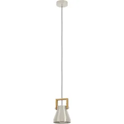 Eglo Pendellampe Cawton Grau Stahl/Holz 110 cm - Material: Holz/Stahl - Pendellampe