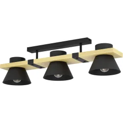 Eglo Deckenlampe Maccles Braun/Schwarz Stahl/Holz 18 cm 20.5 cm - Material: Holz/Stahl - Deckenlampe
