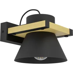 Eglo Wandlampe Maccles Braun/Schwarz Stahl/Holz 15 cm - Material: Holz/Stahl - Wandlampe