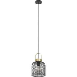 Eglo Pendellampe Roundham Schwarz Stahl 110 cm - Farbe: Schwarz/Messing - Pendellampe
