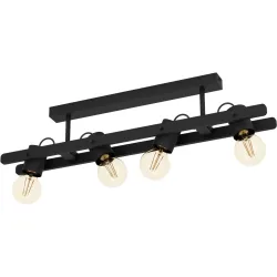 Eglo Deckenlampe Plimsoll Schwarz Stahl/Holz 9.5 cm 16.5 cm - Material: Holz/Stahl - Deckenlampe