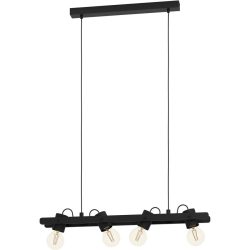 Eglo Pendellampe Plimsoll Schwarz Stahl/Holz 9.5 cm 110 cm - Material: Holz/Stahl - Pendellampe
