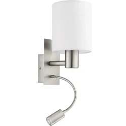 Eglo Wandlampe Pasteri Grau Stahl 38 cm - Farbe: Nickel matt - Lichtfarbe: Warmweiss - Wandlampe