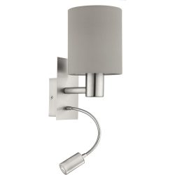 Eglo Wandlampe Pasteri Grau Stahl 38 cm - Farbe: Nickel matt - Lichtfarbe: Warmweiss - Wandlampe