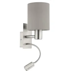 Eglo Wandlampe Pasteri Grau Stahl 38 cm - Farbe: Nickel matt - Lichtfarbe: Warmweiss - Wandlampe