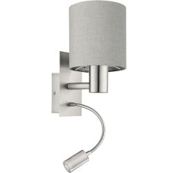 Eglo Wandlampe Pasteri Grau Stahl 38 cm - Farbe: Nickel matt - Lichtfarbe: Warmweiss - Wandlampe