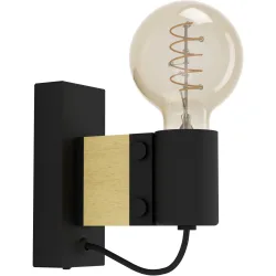 Eglo Wandlampe Bailrigg Braun/Schwarz Stahl/Holz 13.5 cm - Material: Holz/Stahl - Wandlampe