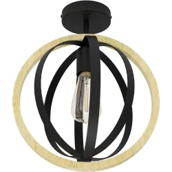 Eglo Deckenlampe Basildon Braun/Schwarz Stahl/Holz 37.5 cm - Material: Holz/Stahl - Deckenlampe
