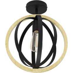Eglo Deckenlampe Basildon Braun/Schwarz Stahl/Holz 37.5 cm - Material: Holz/Stahl - Deckenlampe