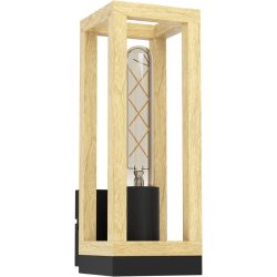 Eglo Wandlampe Nafferton Braun/Schwarz Stahl/Holz 28 cm - Material: Holz/Stahl - Wandlampe