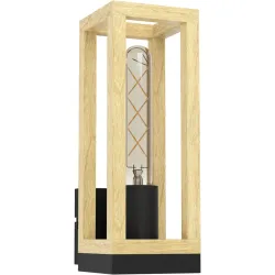 Eglo Wandlampe Nafferton Braun/Schwarz Stahl/Holz 28 cm - Material: Holz/Stahl - Wandlampe