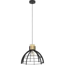Eglo Pendellampe Stillington Braun/Schwarz Stahl/Holz 110 cm - Material: Holz/Stahl - Pendellampe