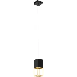 Eglo Pendellampe Montebaldo Gold/Schwarz Stahl 10 cm 110 cm - Farbe: schwarz-gold - Pendellampe