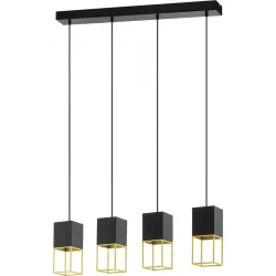 Eglo Pendellampe Montebaldo Gold/Schwarz Stahl 10 cm 110 cm - Farbe: schwarz-gold - Pendellampe
