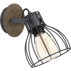 Eglo Spot Sambatello Braun/Silber Stahl/Holz 22 cm - Farbe: silber-braun - Material: Holz/Stahl - Spot