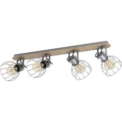 Eglo Spot Sambatello Braun/Silber Stahl/Holz 9 cm - Farbe: silber-braun - Material: Holz/Stahl - Spot