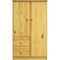 Kleiderschrank Yani Braun Holz 80 cm 43 cm 136 cm - Farbe: natur - Material: Kiefer - Kleiderschrank