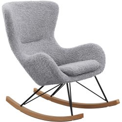 Schaukelstuhl Idis Grau Stoff/Metall/Holz 75 cm 102 cm - Farbe: hellgrau - Material: Strukturstoff, Metall, Holz - Schaukelstuhl