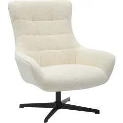 Sessel Idis Beige/Schwarz Stoff/Metall 81 cm 85 cm Drehbar - Farbe: Beige, Schwarz - Material: Polyester Chenillestoff, Metall - Sessel